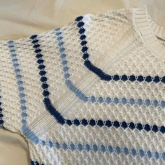 Lily Morgan Crew neck sweater white, blue stripes, raglan sleeves SIZE M Women - Picture 6 of 10